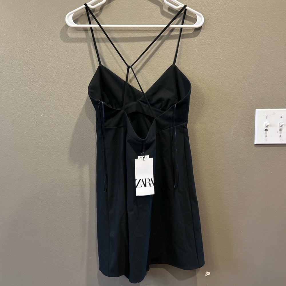 Zara Surplice Black Dress NWT medium - Picture 5 of 7